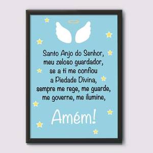 Quadro Decorativo Oração Santo Anjo Menino - quadro decorativo em ambiente decorado