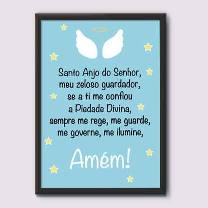 Quadro Decorativo Oração Santo Anjo Menino - quadro decorativo em ambiente decorado