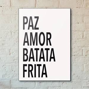 Quadro Decorativo Paz, Amor, Batata Frita - detalhe da moldura e acabamento