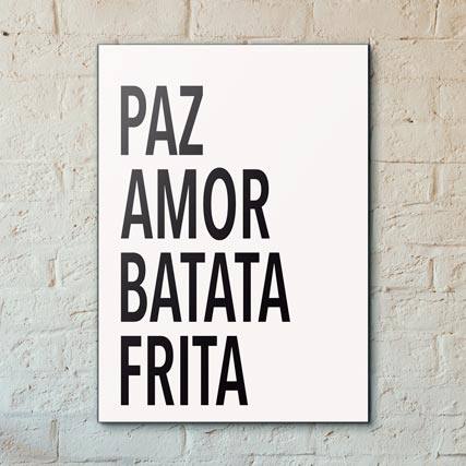 Quadro Decorativo Paz, Amor, Batata Frita - detalhe da moldura e acabamento