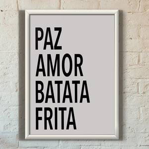 Quadro Decorativo Paz, Amor, Batata Frita - quadro decorativo em ambiente decorado