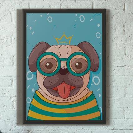 Quadro Decorativo Pug - quadro decorativo em ambiente decorado