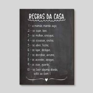 Quadro Decorativo Regras da Casa - detalhe da moldura e acabamento