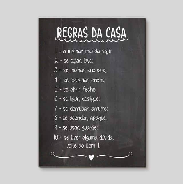Quadro Decorativo Regras da Casa - detalhe da moldura e acabamento