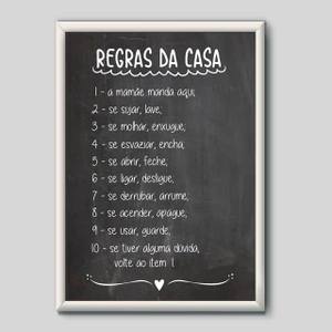 Quadro Decorativo Regras da Casa - quadro decorativo em ambiente decorado