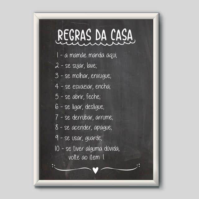 Quadro Decorativo Regras da Casa - quadro decorativo em ambiente decorado