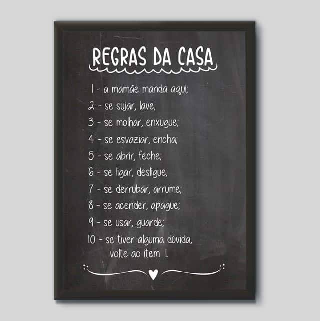 Quadro Decorativo Regras da Casa | Wallze