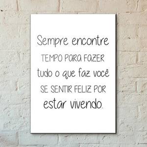 Quadro Decorativo Sempre encontre tempo - detalhe da moldura e acabamento