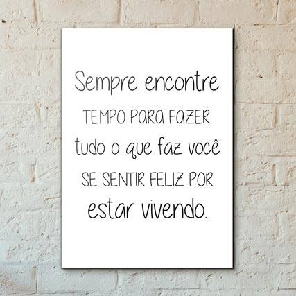 Quadro Decorativo Sempre encontre tempo - detalhe da moldura e acabamento