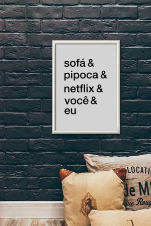 Quadro Decorativo Sofá & Pipoca & Netflix & Você & Eu - vista aproximada da impressão