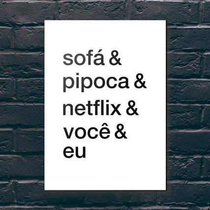 Quadro Decorativo Sofá & Pipoca & Netflix & Você & Eu - detalhe da moldura e acabamento