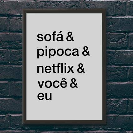 Quadro Decorativo Sofá & Pipoca & Netflix & Você & Eu - quadro decorativo em ambiente decorado