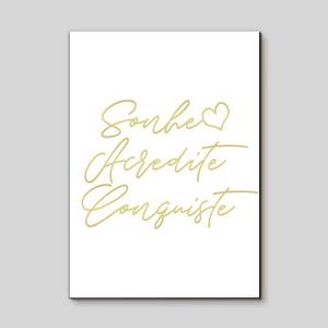 Quadro Decorativo Sonhe Acredite Conquiste - detalhe da moldura e acabamento