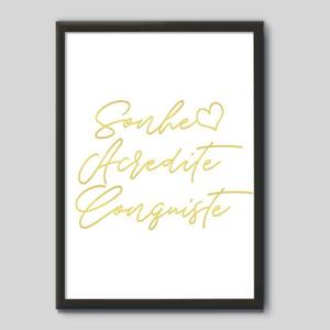 Quadro Decorativo Sonhe Acredite Conquiste - quadro decorativo em ambiente decorado