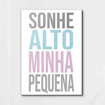Quadro Decorativo Sonhe alto minha pequena - detalhe da moldura e acabamento