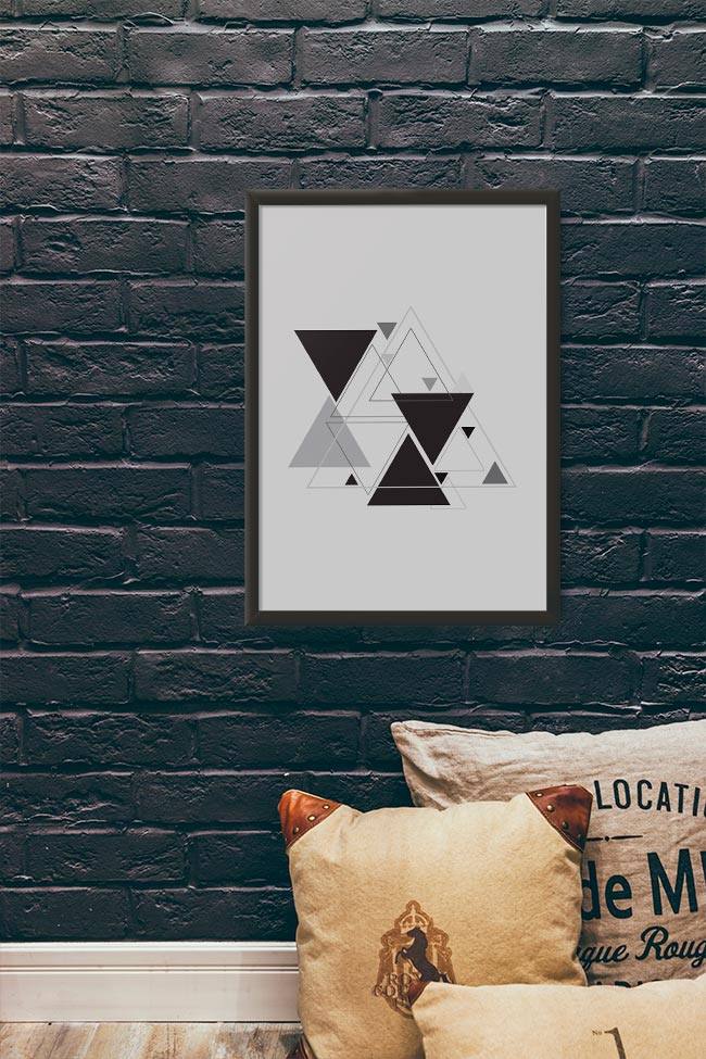 Quadro Decorativo Triângulos - vista aproximada da impressão