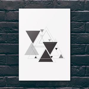 Quadro Decorativo Triângulos - detalhe da moldura e acabamento