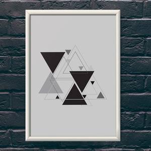 Quadro Decorativo Triângulos - quadro decorativo em ambiente decorado
