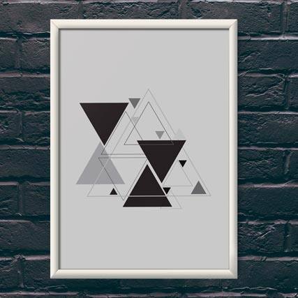 Quadro Decorativo Triângulos - quadro decorativo em ambiente decorado