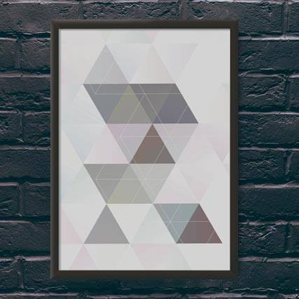 Quadro Decorativo Triângulos - quadro decorativo em ambiente decorado