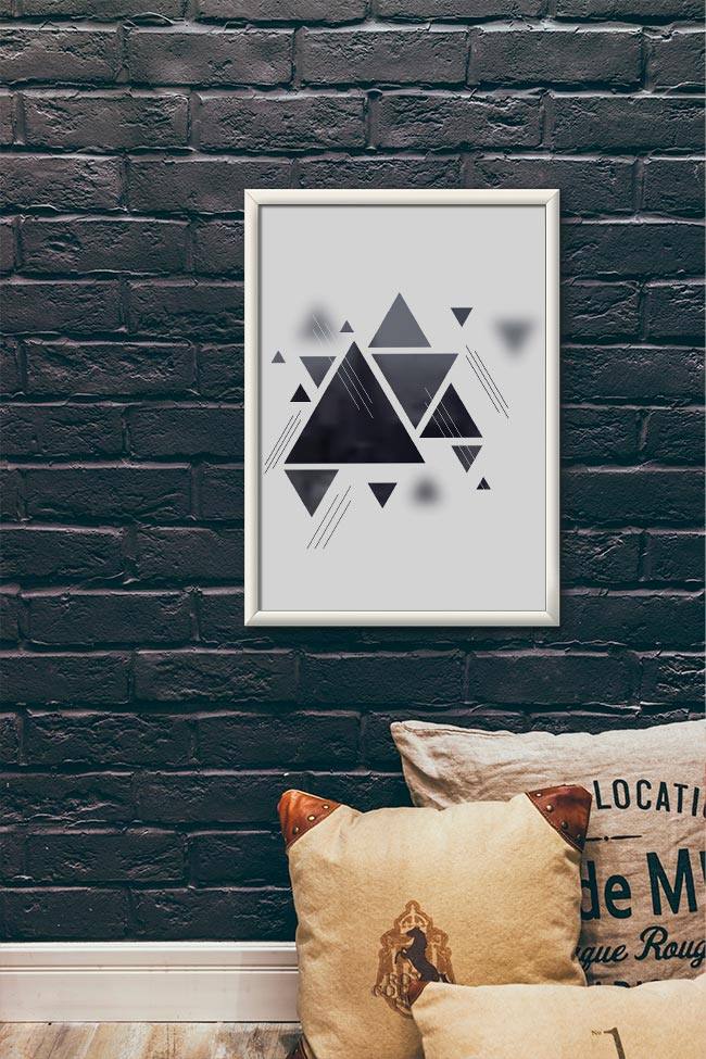 Quadro Decorativo Triângulos - vista aproximada da impressão