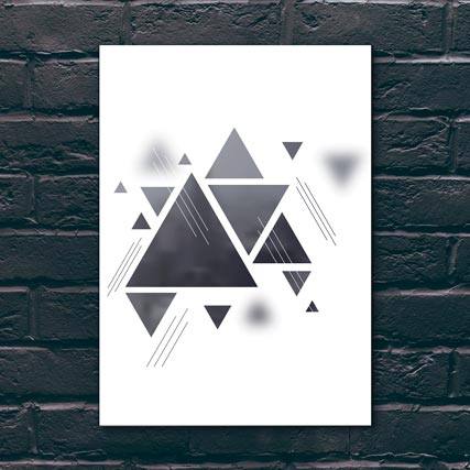 Quadro Decorativo Triângulos - detalhe da moldura e acabamento
