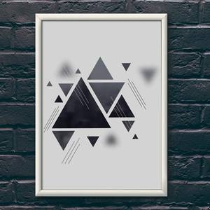 Quadro Decorativo Triângulos - quadro decorativo em ambiente decorado