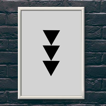 Quadro Decorativo Triângulos - quadro decorativo em ambiente decorado