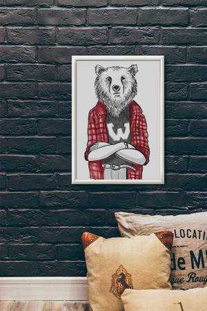 Quadro Decorativo Urso W - vista aproximada da impressão