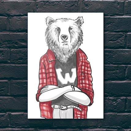 Quadro Decorativo Urso W - detalhe da moldura e acabamento