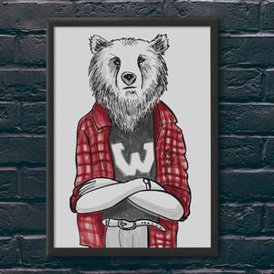 Quadro Decorativo Urso W - quadro decorativo em ambiente decorado