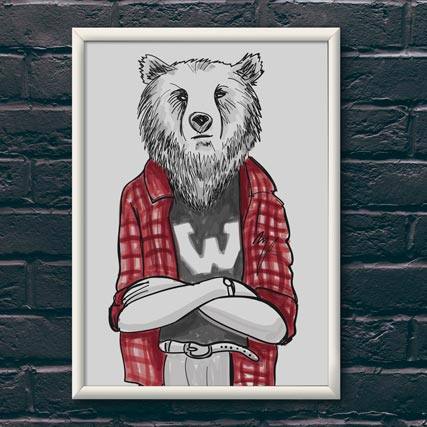 Quadro Decorativo Urso W | Wallze