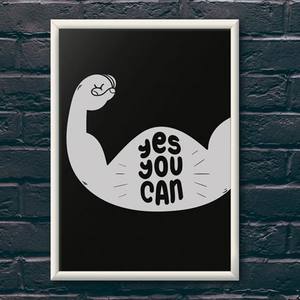 Quadro Decorativo Yes You Can - quadro decorativo em ambiente decorado